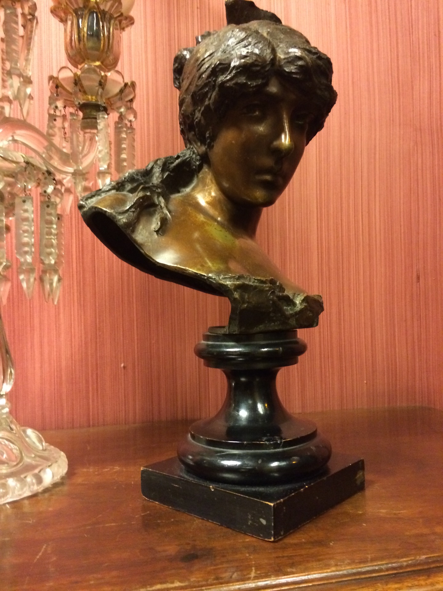 Scultura in bronzo - Davide Calandra (1856-1915) - "Busto di donna"